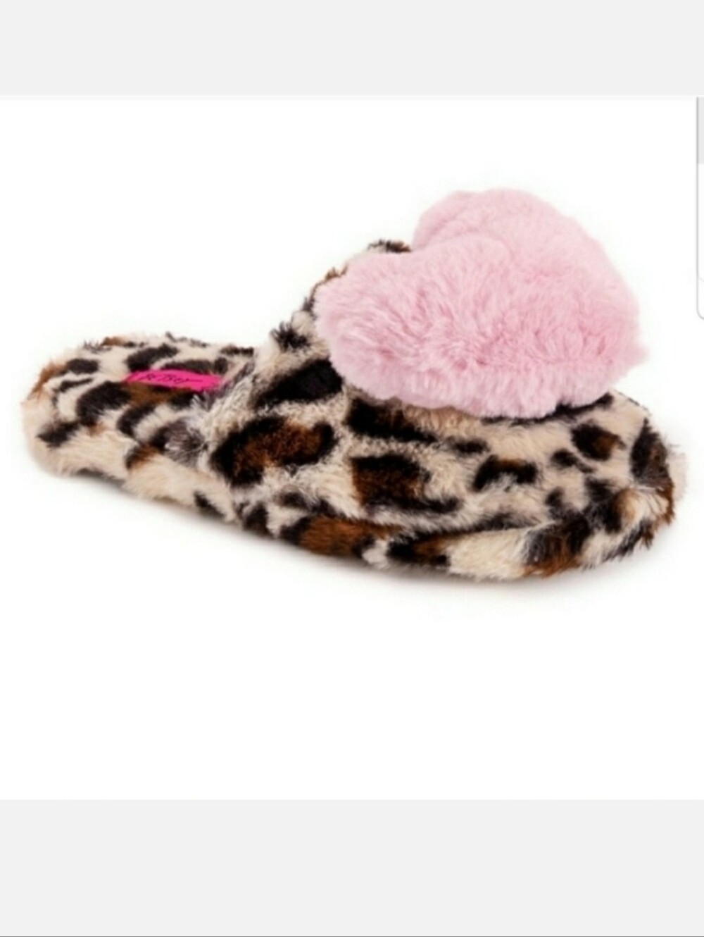 Betsy Johnson Cheetah Leopard Slippers with Pink Hearts